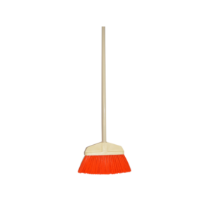 5607 Med Orange Unflagged Bristle. Coated metal handle poly cap broom